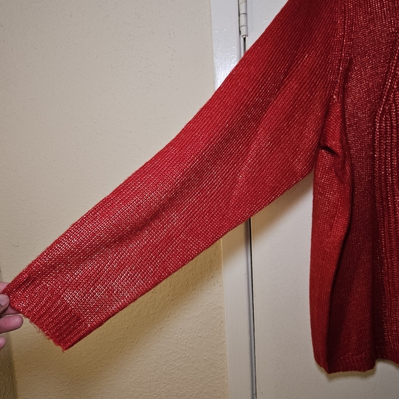 JCP Cherry Red w Gold Specks Cowl Neck Sweater 2X - Picture 4 of 10